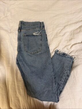 Agolde High-Rise Frayed Hem Light Wash Jeans